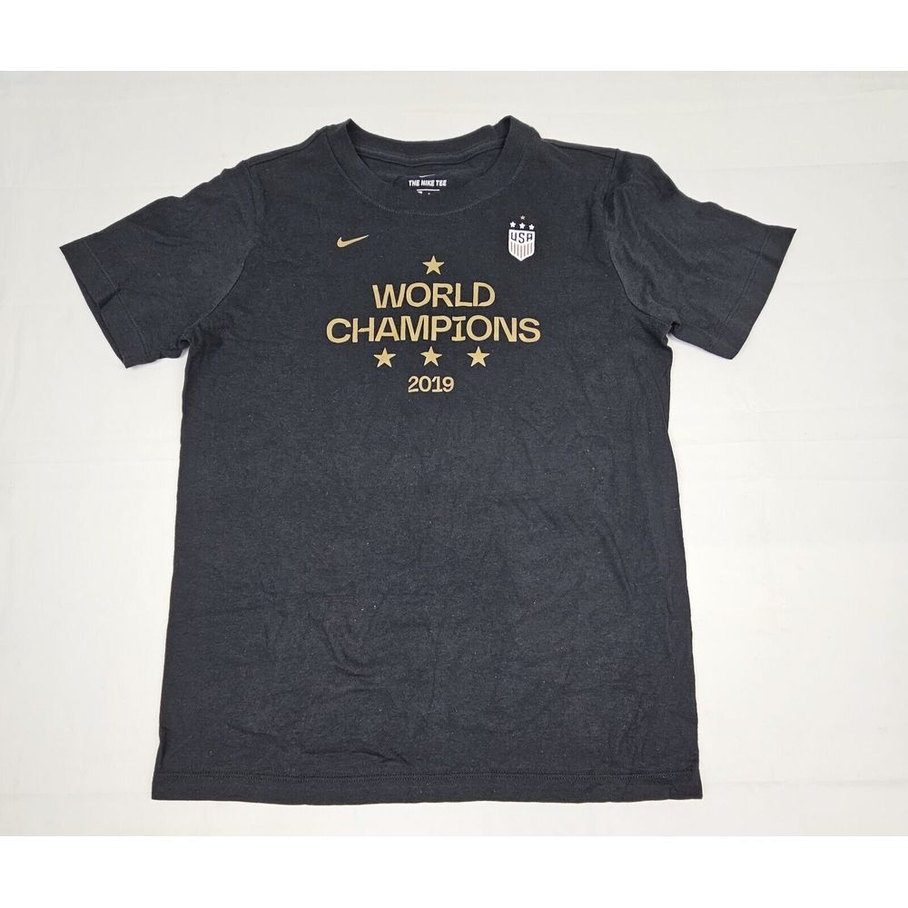 Nike USWNT‎ T-Shirt Womens L, XL. Dri-Fit 2019 Soccer World Champions Black NWOT